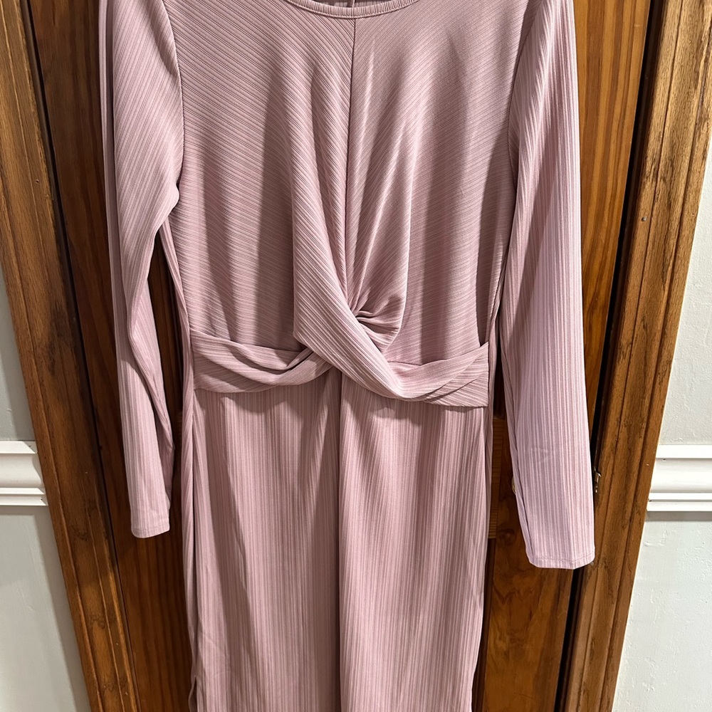 Elegant Mauve Twist-Front Dress